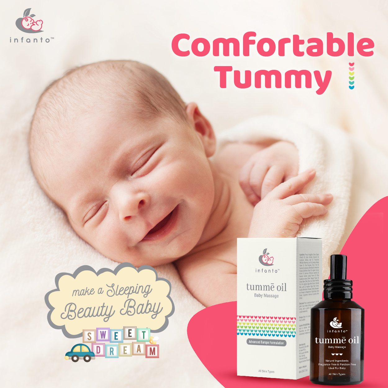 infanto baby tummy massage oil anti colic gassy stomatch 宝宝肚子涨风按摩油